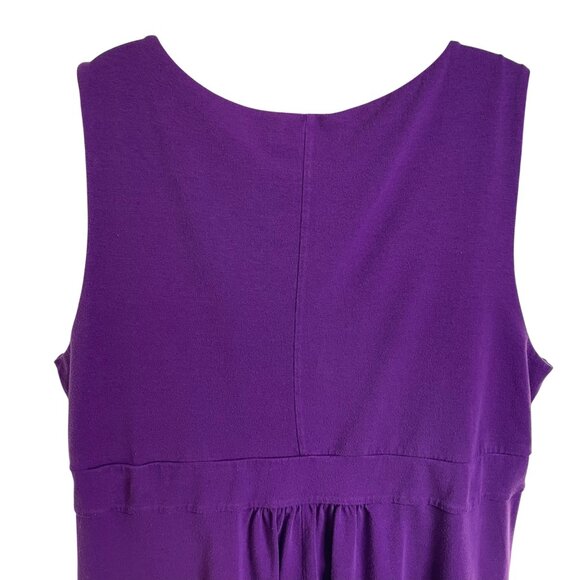 Lands End Purple Sleeveless VNeck Pleated Dress 3X 24W 26W Viscose Blend u - Picture 9 of 10